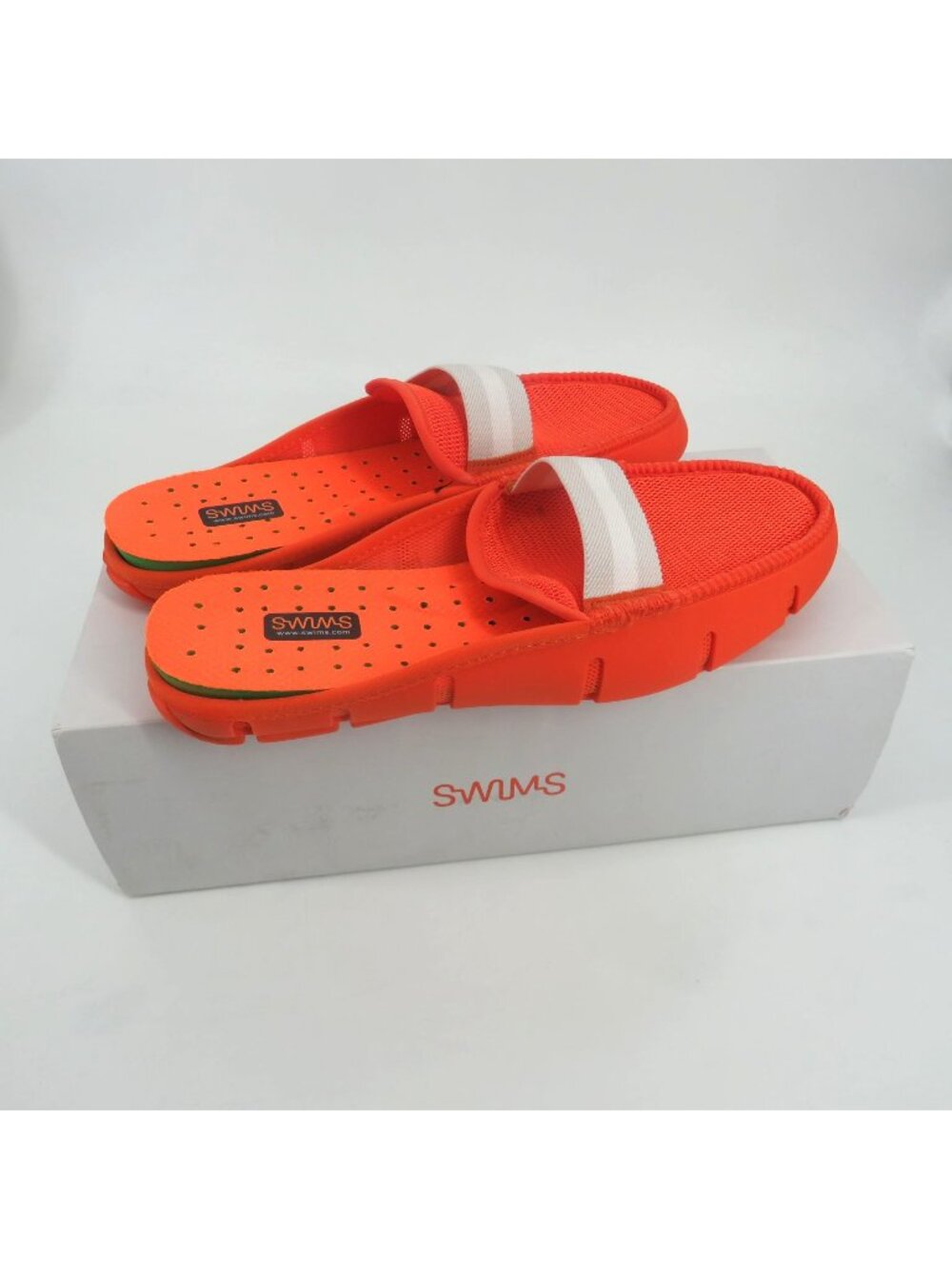 Swims Mens Bright Orange Mesh Loafers White Strap Size 7 NEW $148